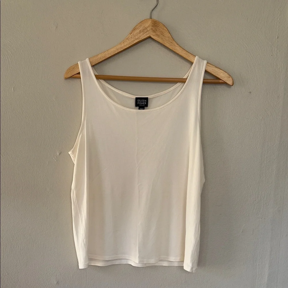 NWOT Eileen Fischer Silk Cream Tank Top petite large - Picture 1 of 7